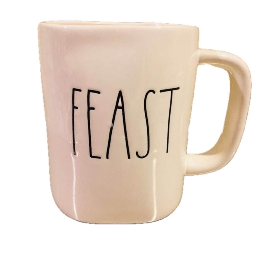 Rae Dunn FEAST Mug NWT Coffee Tea Black White